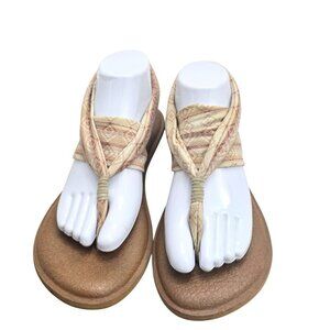 Sanuk Tan Cream Sling Sandals Aztec Navajo